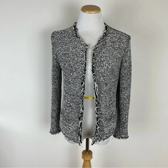 IRO Azure Black and White Open Front Tweed Blazer Womens EU 38 US 6 - Picture 4 of 10